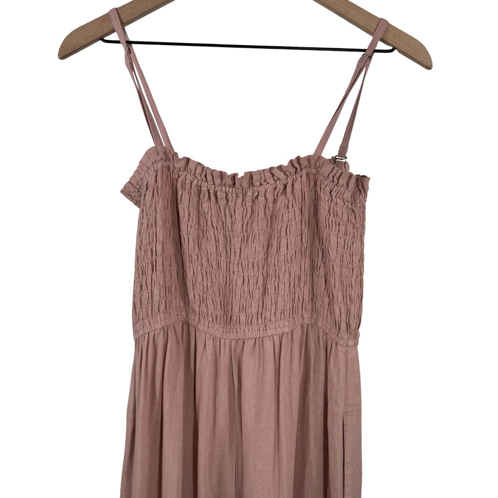 Pilcro Anthropologie Pink Smocked Wide Leg Jumpsuit Womens Small Linen Blend - Picture 6 of 10